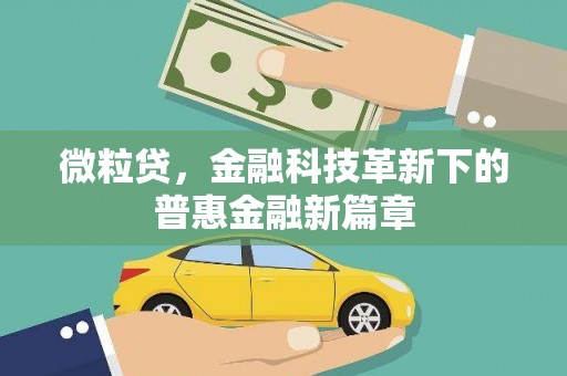 古县微粒贷，金融科技革新下的普惠金融新篇章