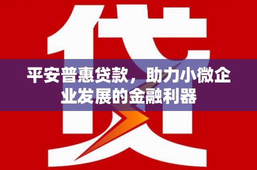古县平安普惠贷款，助力小微企业发展的金融利器